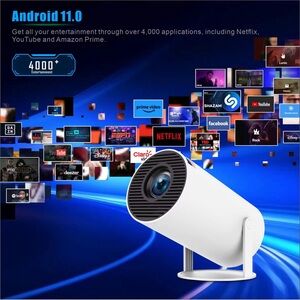 White Smart Projector with Android 11.0